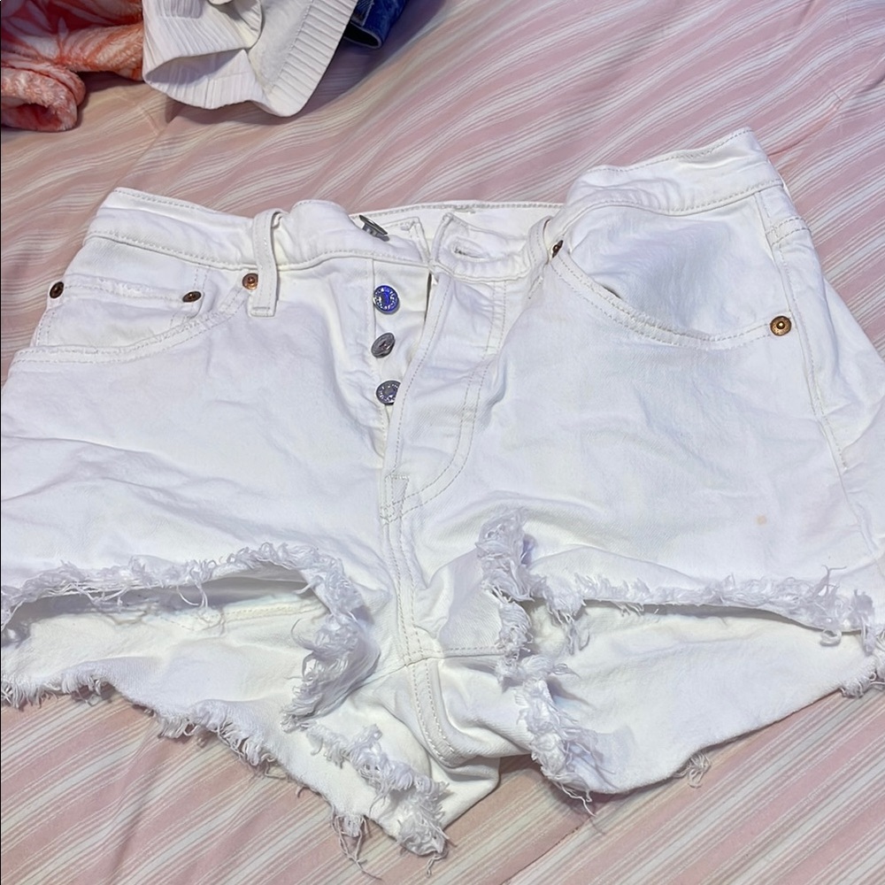 Levi's 501 White Frayed Hem Women's Shorts